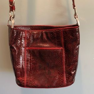 Price Drop! Brighton Red Leather Snakeskin Handbag